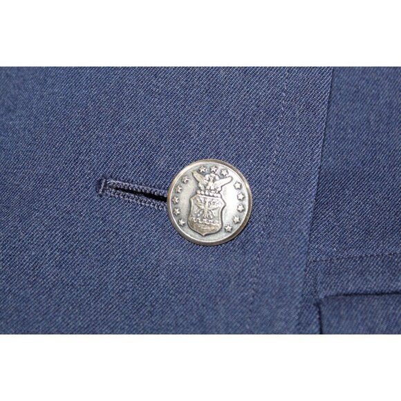 Vintage US Air Force Army 100% Wool Blue Trench Coat Size 14 L Military Heavy - Picture 11 of 12